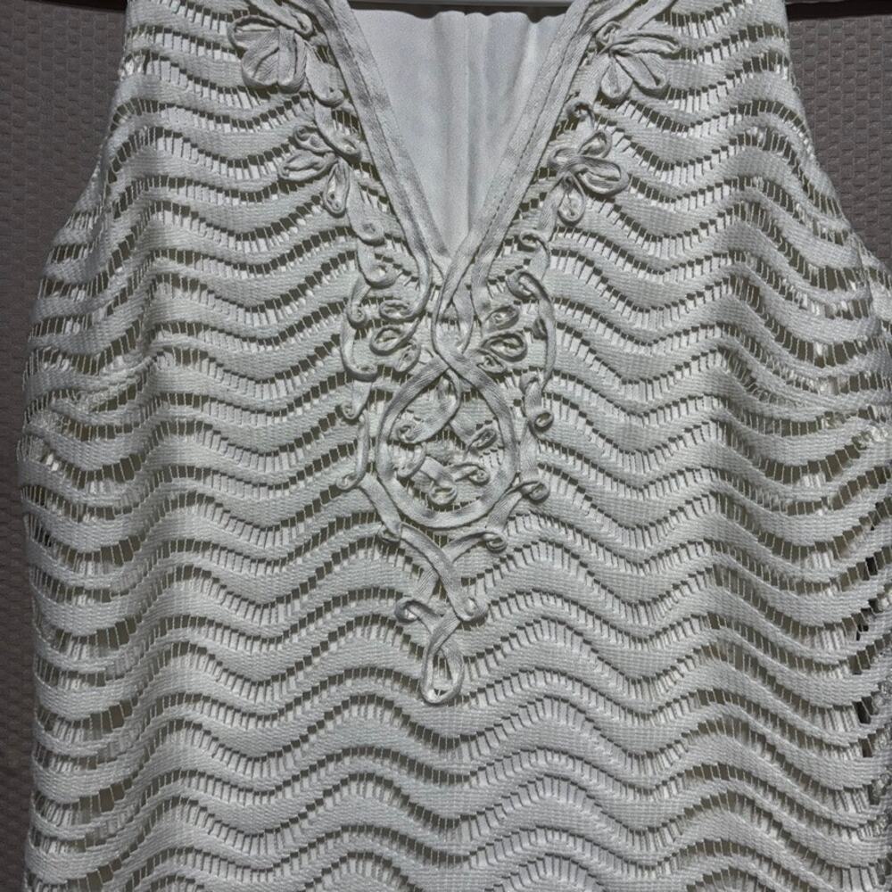 Lilly Pulitzer Womens Small White Crochet Knit Sheath Dress Sleeveless Resort - Picture 2 of 9